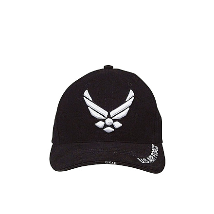 Rothco Deluxe U.S. Air Force Wing Low Profile Insignia Cap, Black, 9384-Black