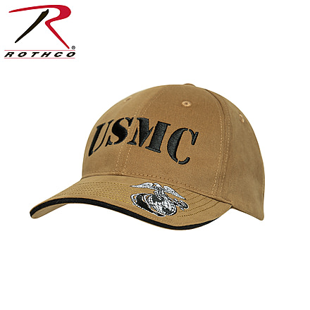 Rothco Deluxe Vintage USMC Embroidered Low Pro Cap, Coyote Brown, 3864-CoyoteBrown