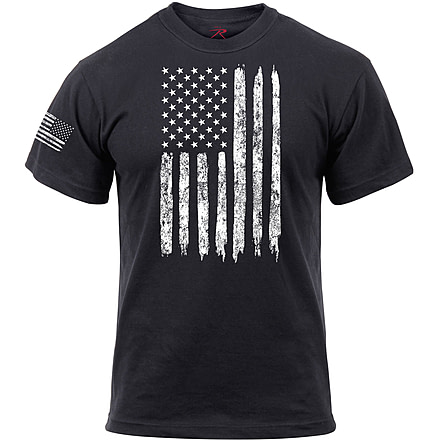 Rothco Distressed US Flag Athletic Fit T-Shirt, Black, M, 2901-Black-M