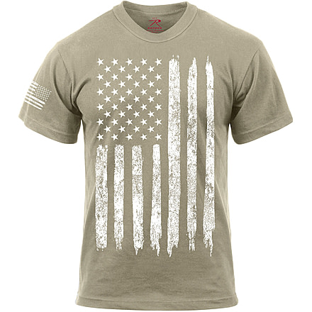 Rothco Distressed US Flag Athletic Fit T-Shirt, Desert Sand, Medium, 10870-DesertSand-M