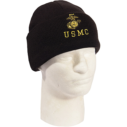 Rothco Embroidered USMC Watch Cap, Gold Eagle, Globe, &amp; Anchor Insignia, One Size, 53270