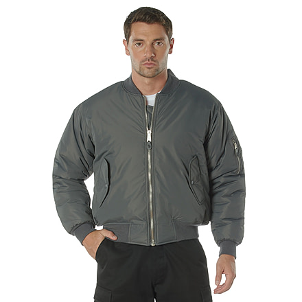 Rothco Enhanced Nylon MA-1 Flight Jacket - Mens, Gunmetal Grey, Small, 72890-GunmetalGrey-S