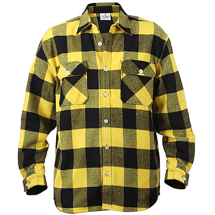 Rothco Extra Heavyweight Buffalo Plaid Flannel Shirts, Yellow Plaid, XL, 4649-YellowPlaid-XL