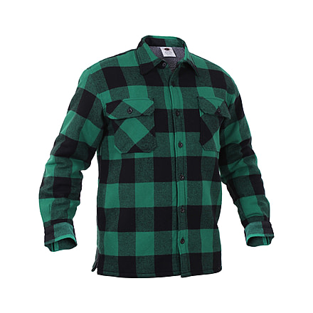 Rothco Extra Heavyweight Buffalo Plaid Sherpa-lined Flannel Shirts, Green, M, 3735-Green-M