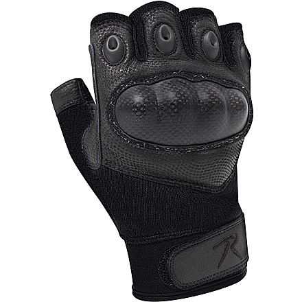 Rothco Fingerless Cut and Fire Resistant Carbon Hard Knuckle Gloves, Black, Small, 28081-S