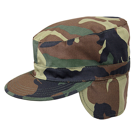 Rothco G.I. Type Combat Caps w/ Flaps, Woodland Camo, 7, 5612-WoodlandCamo-7
