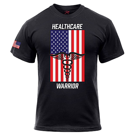 Rothco Healthcare Warrior US Flag T-Shirt - Mens, Black, Large, 1937-L