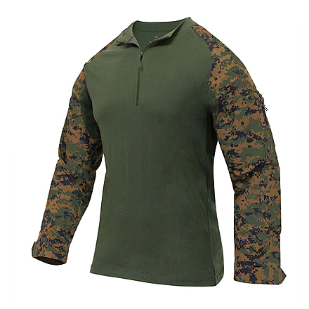 Rothco 1/4 Zip Tactical Airsoft Combat Shirt - Men's, Woodland Digital Camo, Small, 10224-WoodlandDigitalCamo-S