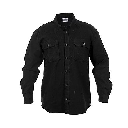 Rothco Heavy Weight Solid Flannel Shirt, Black, L, 4637-Black-L