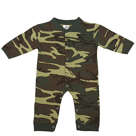 Rothco Infant Camo Long Sleeve and Leg One-piece Bodysuit, Woodland Camo, 3-6 Months, 67057-WoodlandCamo-3-6Months