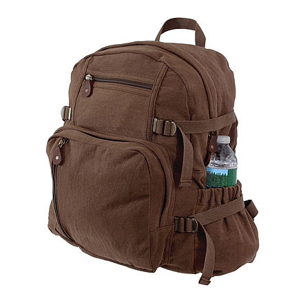 Rothco Jumbo Vintage Canvas Backpack, Earth Brown, 92620-EarthBrown