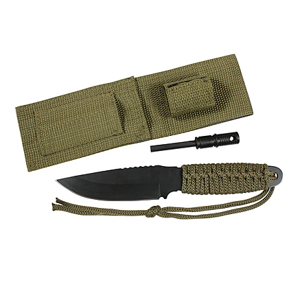 Rothco Large Paracord Knife With Fire Starter, Olive Drab, 36743-OliveDrab