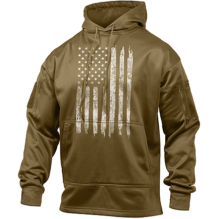 Rothco U.S. Flag Concealed Carry Hoodie - Men's, Coyote Brown, Extra Large, 8081-CoyoteBrown-XL