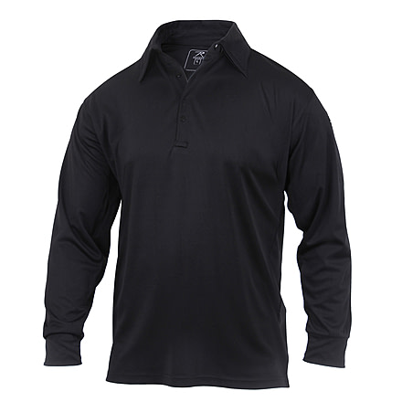 Rothco Long Sleeve Tactical Performance Polo, Black, Small, 3932-Black-S