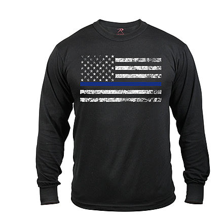 Rothco Long Sleeve Thin Blue Line T-Shirt, M, 3925-M