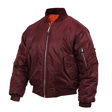 Rothco MA-1 Flight Jacket, Maroon, Small, 7327-Maroon-S
