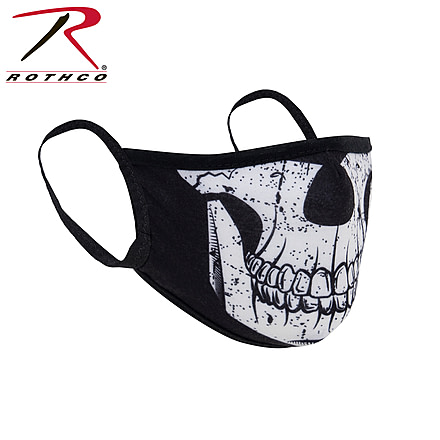 Rothco Half Skull Reusable 3-Layer Face Mask, Polyester, Small/Medium, 11283-SM