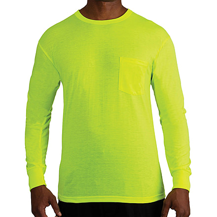 Rothco Moisture Wicking Long Sleeve Pocket T-Shirt - Mens, Safety Green, Small, 11221-S