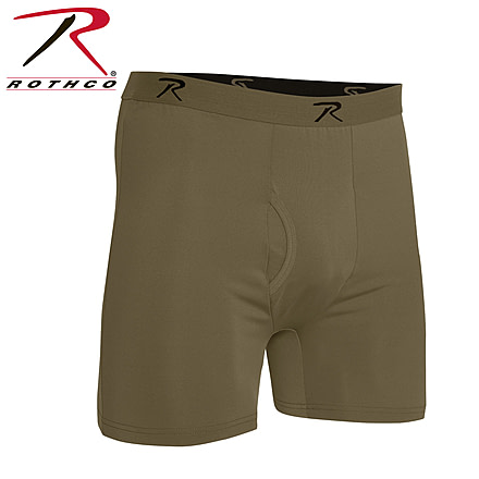 Rothco Moisture Wicking Performance Boxer Shorts - Mens, Antimicrobial, Anti-Odor, AR 670-1 Coyote Brown, Small 3826-S