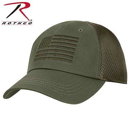 Rothco Multicam Tactical Mesh Back Cap With Embroidered US Flag, Olive Drab, 5224-OliveDrab