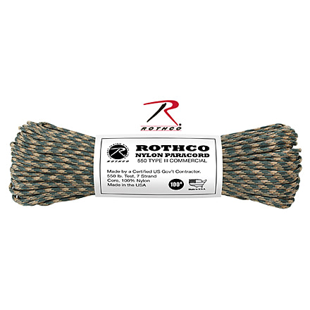 Rothco Nylon Camo Paracord, Woodland Camo, 50 ft, 300-WoodlandCamo-50