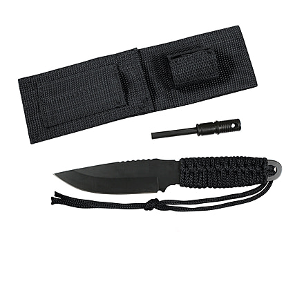 Rothco Paracord Knife With Fire Starter, Black, 3675-Black