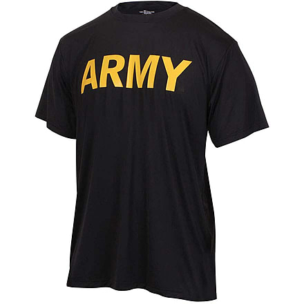 Rothco Physical Training Shirt, Black/Gold, S, 46020-Sm