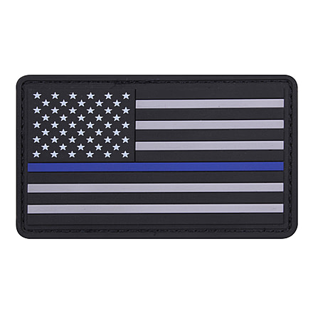 Rothco PVC Thin Blue Line Flag Patch - Hook Back, Bulk Packaging, 27789-BulkPackaging