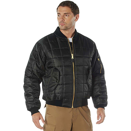 Rothco Quilted MA-1 Flight Jacket, Black, S, 73540-Black-S