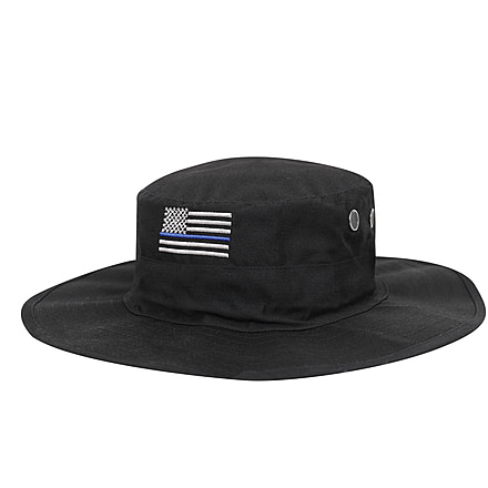 Rothco Thin Blue Line Adjustable Boonie Hat, Black, One Size, 5917