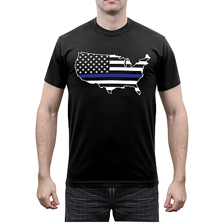 Rothco Thin Blue Line America Map T-Shirt, Small, 1851-S