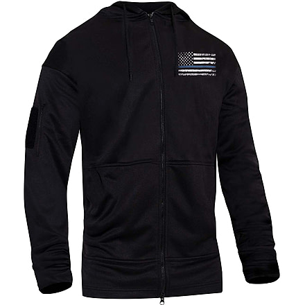 Rothco Thin Blue Line Concealed Carry Zippered Hoodie - Mens, Black, Small, 56071-S