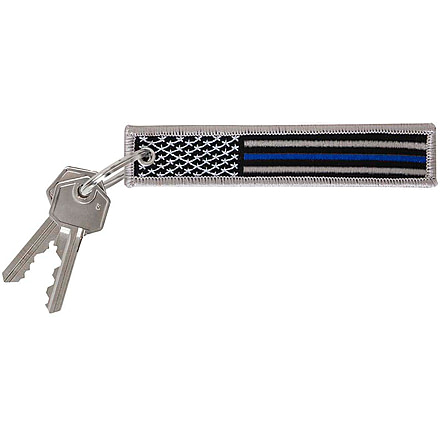 Rothco Thin Blue Line Flag Patch Keychain, Polyester, Zinc Alloy, 1258