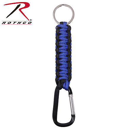 Rothco Thin Blue Line Paracord Keychain With Carabiner, 99804