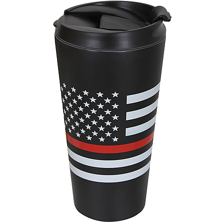 Rothco Thin Red Line Flag Travel Mug, Black/White, 1289