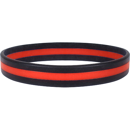 Rothco Thin Red Line Wristband, Black/Red, 8 in, 1181-811