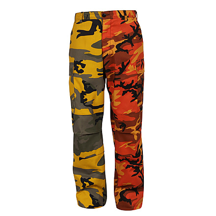 Rothco Two-Tone Camo BDU Pants, Stinger Yellow / Savage Orange Camo, Small, 1830-StingerYellowSavageOrangeCamo-S