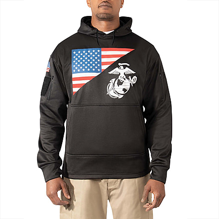 Rothco US Flag / USMC Eagle / Globe &amp; Anchor Concealed Carry Hoodie - Mens, Black, Medium, 41660-Black-M