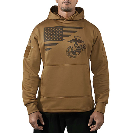 Rothco US Flag / USMC Eagle / Globe &amp; Anchor Concealed Carry Hoodie - Mens, Coyote Brown, Extra Large, 41670-CoyoteBrown-XL