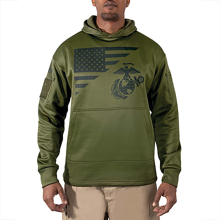 Rothco US Flag / USMC Eagle / Globe &amp; Anchor Concealed Carry Hoodie - Mens, Olive Drab, Extra Large, 41680-OliveDrab-XL