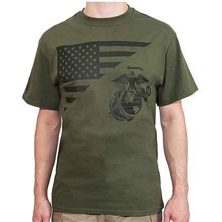 Rothco US Flag / USMC Eagle / Globe &amp; Anchor T Shirt - Mens, Olive Drab, 2XL, 54291-OliveDrab-2XL