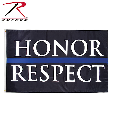 Rothco Honor &amp; Respect Thin Blue Line Flag, 3' X 5', 1451
