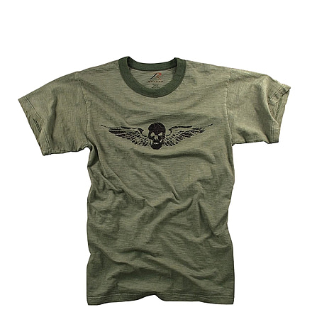 Rothco Vintage Skull &amp; Wing Slub T-Shirt, Small, 8173-S