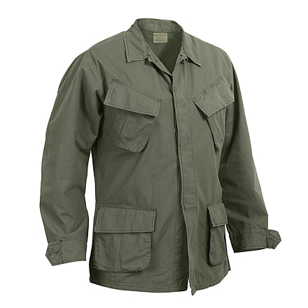 Rothco Vintage Vietnam Fatigue Shirt Rip-Stop, Olive Drab, L, 4687-OliveDrab-L