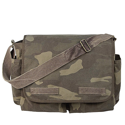 Rothco Vintage Washed Canvas Messenger Bag, Woodland Camo, 9748-WoodlandCamo