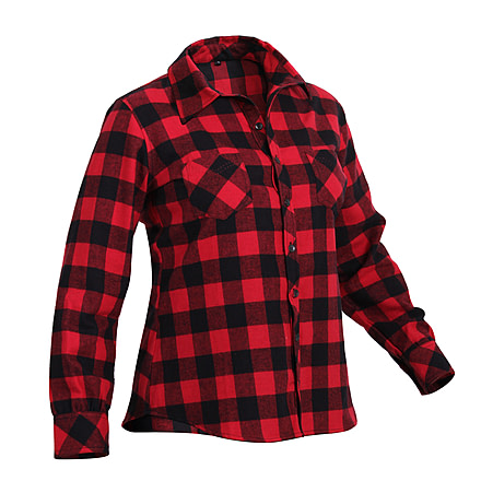 Rothco Womens Plaid Flannel Shirt, Red/Black, Small, 55739-RedBlack-S