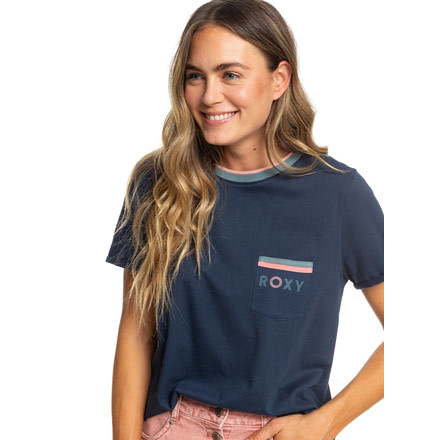 Roxy Broken Lines T-Shirt - Womens, Mood Indigo, Small, ERJZT04697-BSP0-S