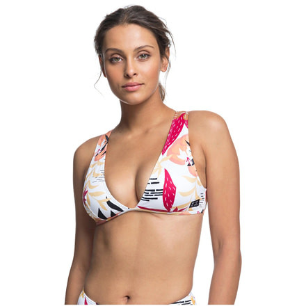 Roxy POP Surf Elongated Triangle Bikini Top - Womens, Bright White Niranta, Large, ERJX304119-XWKM-L