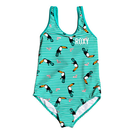 Roxy Birds One Piece Swimwear - Girl's, Bright White S Birds, 5, ERLX103044-WBB7-5