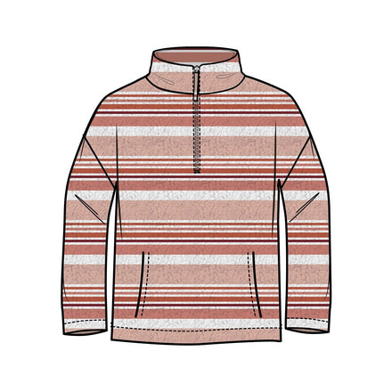 Roxy Sherpa Half Zip Fleece Printed - Womens, Canyon Clay Stripe, Large, ARJFT03644-MJR3-L